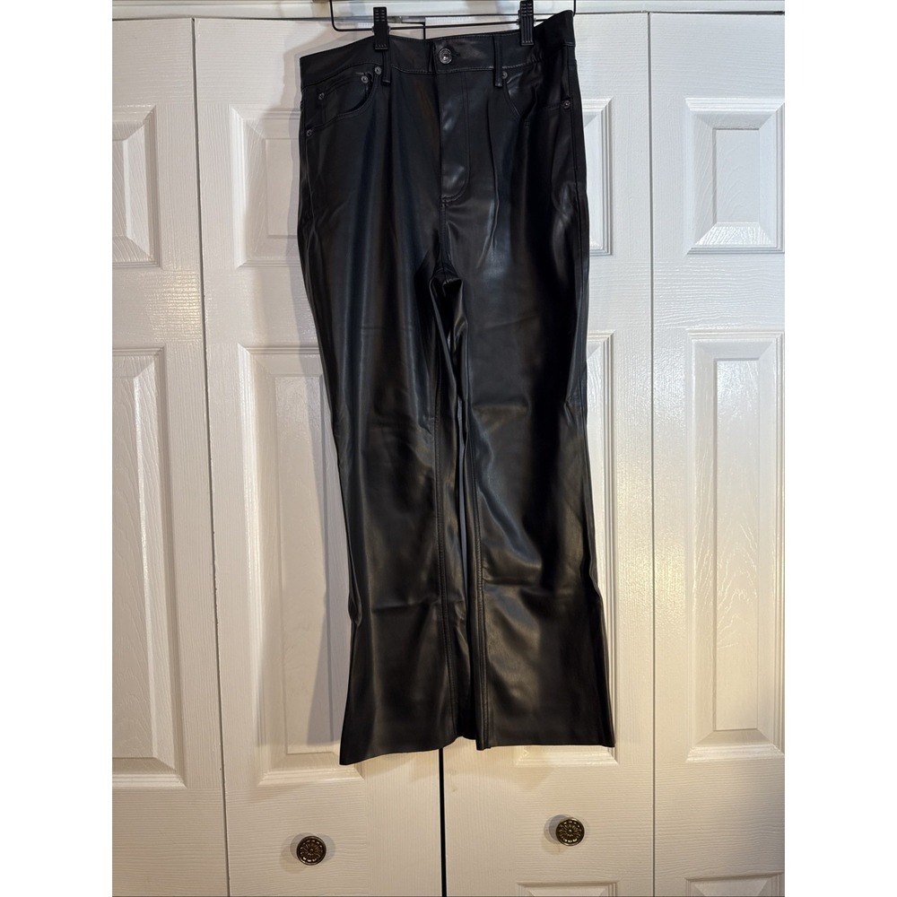 ZARA Womens Black Faux Leather Pant Pleather Trouser Size 6‎  EUC